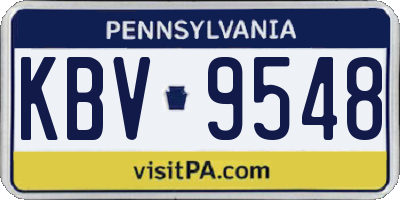 PA license plate KBV9548