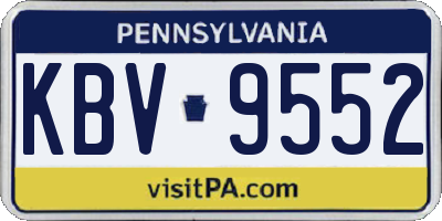 PA license plate KBV9552