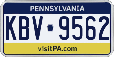 PA license plate KBV9562
