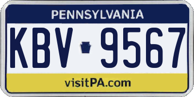 PA license plate KBV9567