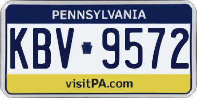 PA license plate KBV9572