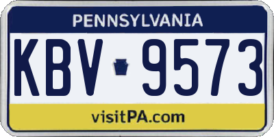 PA license plate KBV9573
