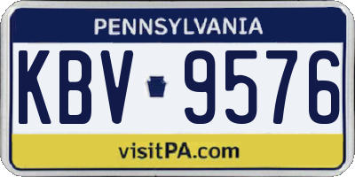 PA license plate KBV9576