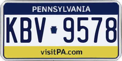 PA license plate KBV9578