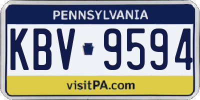 PA license plate KBV9594