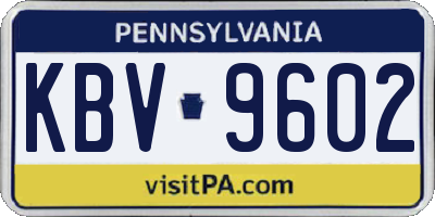 PA license plate KBV9602