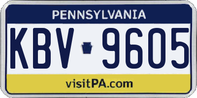 PA license plate KBV9605