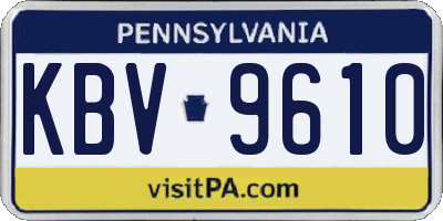 PA license plate KBV9610