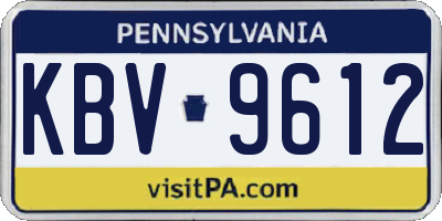 PA license plate KBV9612