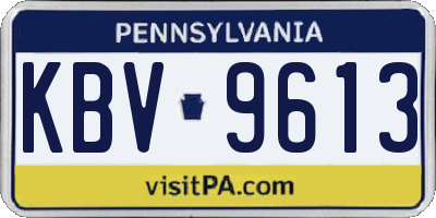 PA license plate KBV9613
