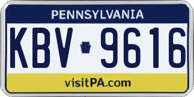 PA license plate KBV9616