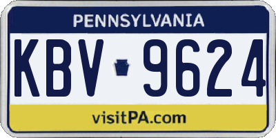 PA license plate KBV9624