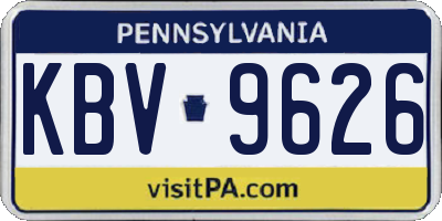 PA license plate KBV9626