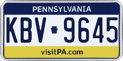 PA license plate KBV9645