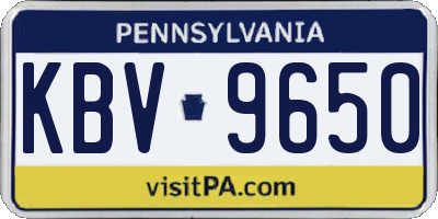 PA license plate KBV9650