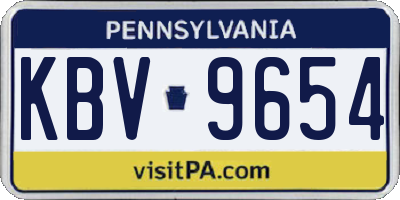 PA license plate KBV9654