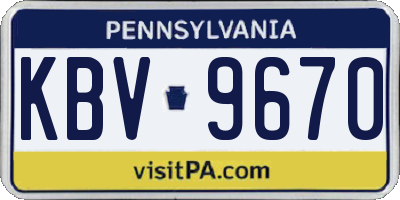 PA license plate KBV9670