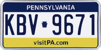 PA license plate KBV9671
