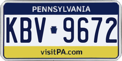 PA license plate KBV9672