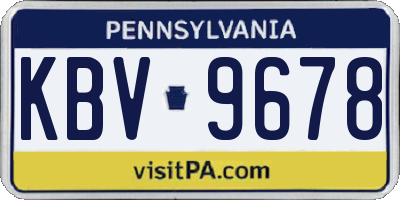 PA license plate KBV9678