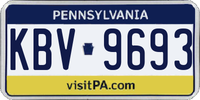 PA license plate KBV9693