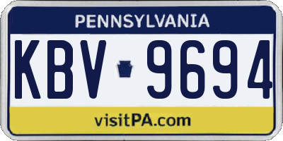 PA license plate KBV9694