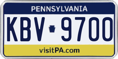 PA license plate KBV9700