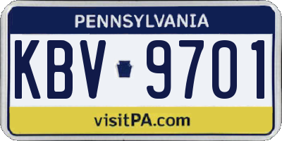 PA license plate KBV9701