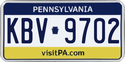 PA license plate KBV9702