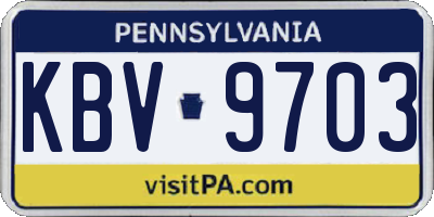PA license plate KBV9703