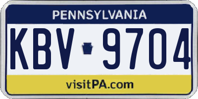 PA license plate KBV9704