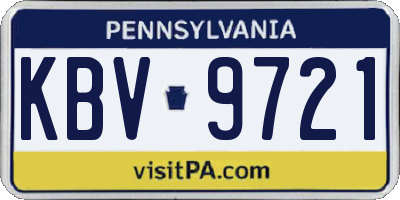 PA license plate KBV9721