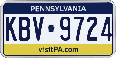 PA license plate KBV9724