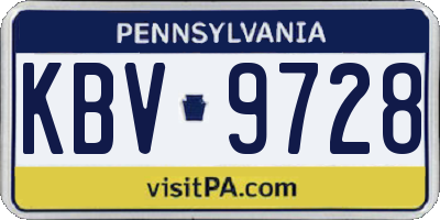 PA license plate KBV9728