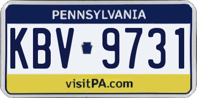PA license plate KBV9731