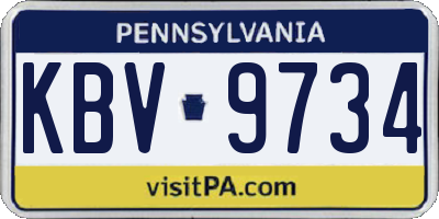 PA license plate KBV9734