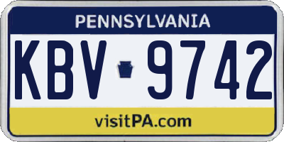 PA license plate KBV9742