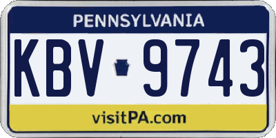 PA license plate KBV9743