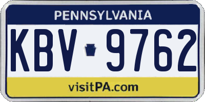 PA license plate KBV9762