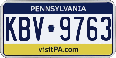 PA license plate KBV9763