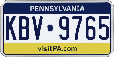 PA license plate KBV9765