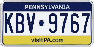 PA license plate KBV9767