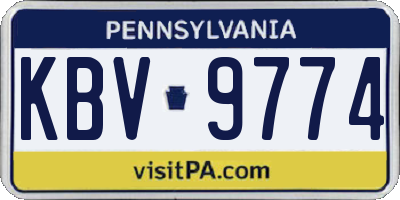 PA license plate KBV9774