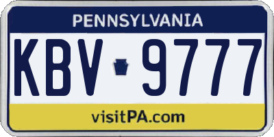 PA license plate KBV9777