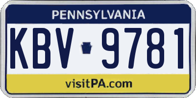 PA license plate KBV9781
