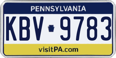 PA license plate KBV9783