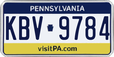 PA license plate KBV9784