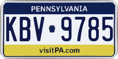 PA license plate KBV9785