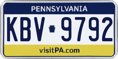PA license plate KBV9792