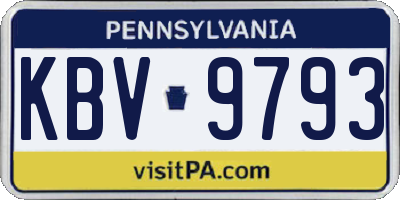 PA license plate KBV9793